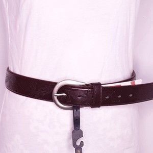 💎Belt Genuine Leather Engraved USA Eagle Dark Brown Size Medium